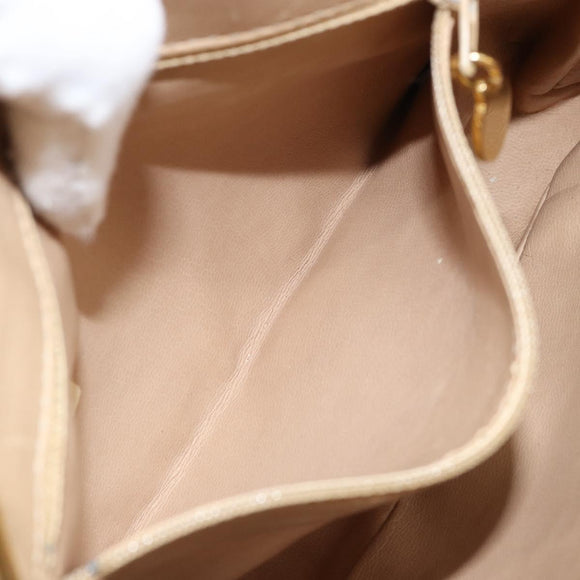 CHANEL Matelasse Chain Shoulder Bag Lamb Skin Beige Gold CC Auth 147554