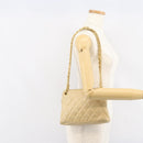 CHANEL Matelasse Chain Shoulder Bag Lamb Skin Beige Gold CC Auth 147554-23