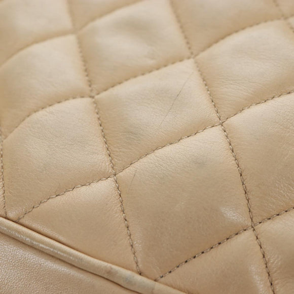 CHANEL Matelasse Chain Umhängetasche Lammleder Beige Gold CC Auth 147554