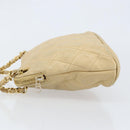 CHANEL Matelasse Chain Shoulder Bag Lamb Skin Beige Gold CC Auth 147554-4