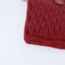 Christian Dior Trotter Canvas Shoulder Bag Red Silver Auth 147558-10