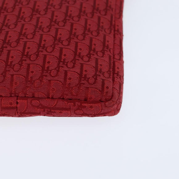 Christian Dior Trotter Canvas Shoulder Bag Red Silver Auth 147558