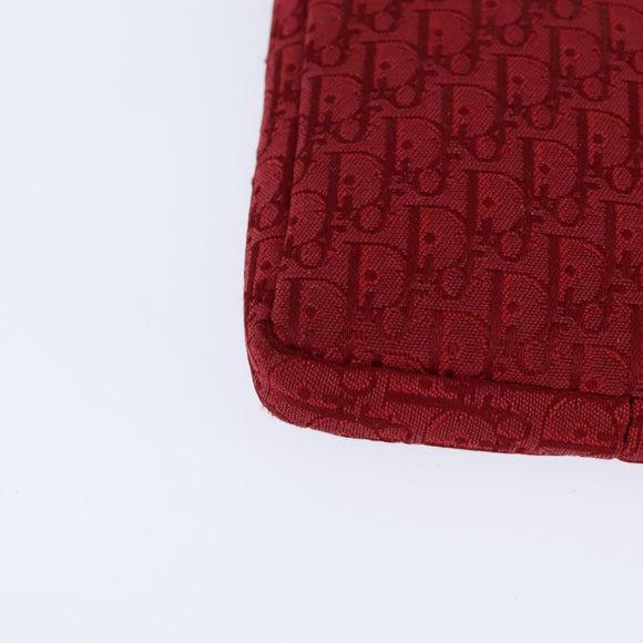 Christian Dior Trotter Canvas Shoulder Bag Red Silver Auth 147558