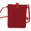 Christian Dior Trotter Canvas Shoulder Bag Red Silver Auth 147558-3