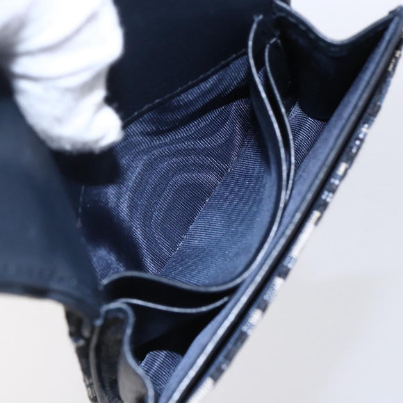 Christian Dior Trotter Canvas Saddle Coin Card Case Navy Auth 147559