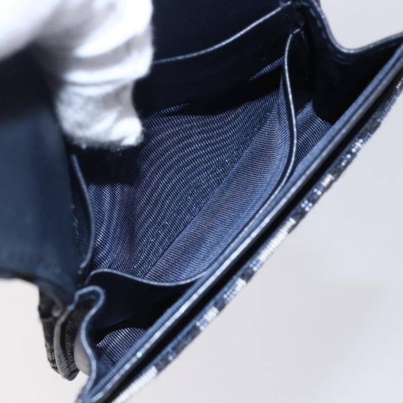 Christian Dior Trotter Canvas Saddle Coin Card Case Navy Auth 147559