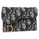 Christian Dior Trotter Canvas Saddle Coin Card Case Navy Auth 147559-1