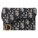 Christian Dior Trotter Canvas Saddle Coin Card Case Navy Auth 147559-13