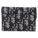 Christian Dior Trotter Canvas Saddle Coin Card Case Navy Auth 147559-2