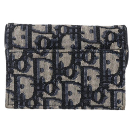 Christian Dior Trotter Canvas Saddle Coin Card Case Navy Auth 147559 - 0