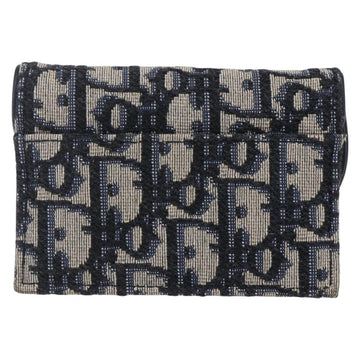 Christian Dior Trotter Canvas Saddle Coin Card Case Navy Auth 147559 - 0