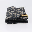 Christian Dior Trotter Canvas Saddle Coin Card Case Navy Auth 147559-3