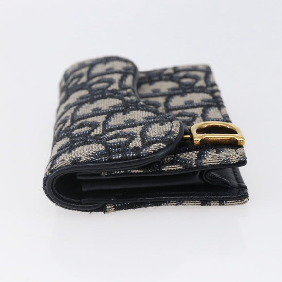 Christian Dior Trotter Canvas Saddle Coin Card Case Navy Auth 147559
