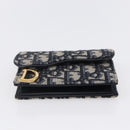 Christian Dior Trotter Canvas Saddle Coin Card Case Navy Auth 147559-6