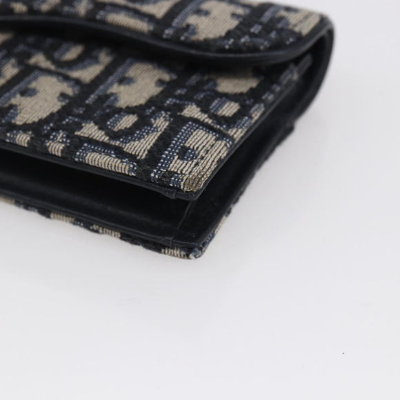 Christian Dior Trotter Canvas Saddle Coin Card Case Navy Auth 147559