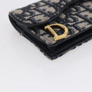 Christian Dior Trotter Canvas Saddle Coin Card Case Navy Auth 147559-14