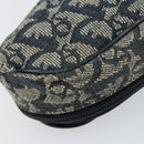 Christian Dior Trotter Canvas Saddle Pouch Blue Gold Auth 147560-11