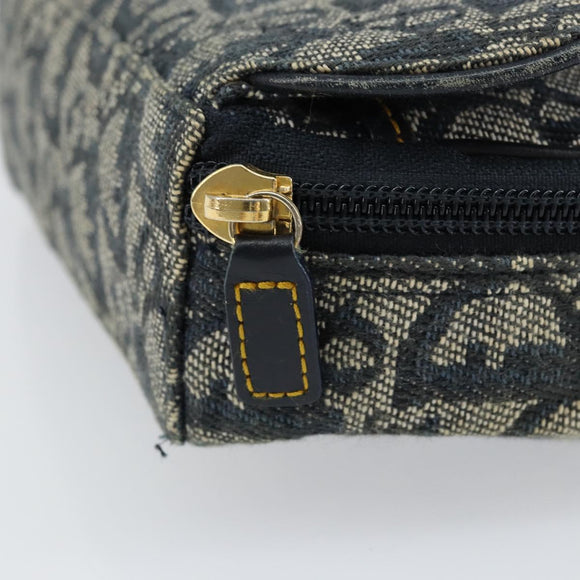 Christian Dior Trotter Canvas Satteltasche Blau Gold Auth 147560