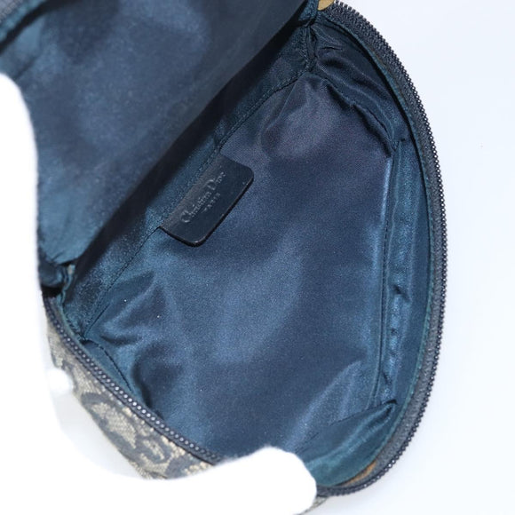 Christian Dior Trotter Canvas Saddle Pouch Blue Gold Auth 147560