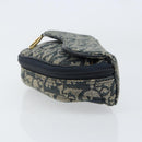 Christian Dior Trotter Canvas Saddle Pouch Blue Gold Auth 147560-4