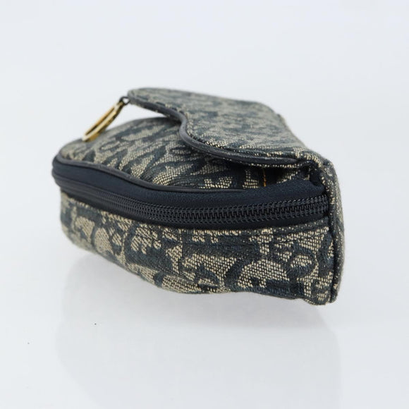 Christian Dior Trotter Canvas Satteltasche Blau Gold Auth 147560