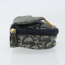 Christian Dior Trotter Canvas Saddle Pouch Blue Gold Auth 147560-5