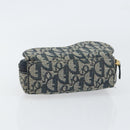 Christian Dior Trotter Canvas Saddle Pouch Blue Gold Auth 147560-6