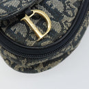 Christian Dior Trotter Canvas Saddle Pouch Blue Gold Auth 147560-9