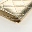 CHANEL Matelasse Compact Wallet Leather Champagne Gold CC Auth 147563V-10