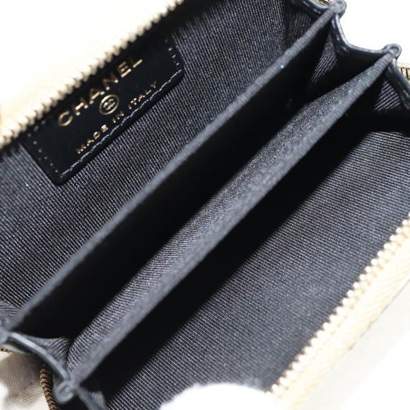 CHANEL Matelasse Compact Wallet Leather Champagne Gold CC Auth 147563V