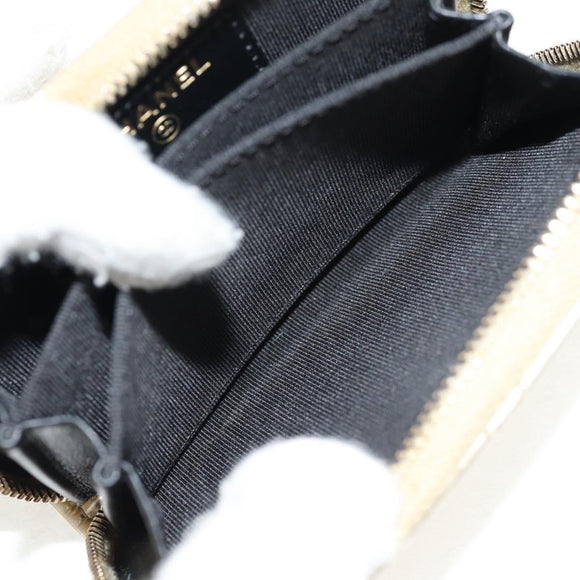 CHANEL Matelasse Compact Wallet Leather Champagne Gold CC Auth 147563V