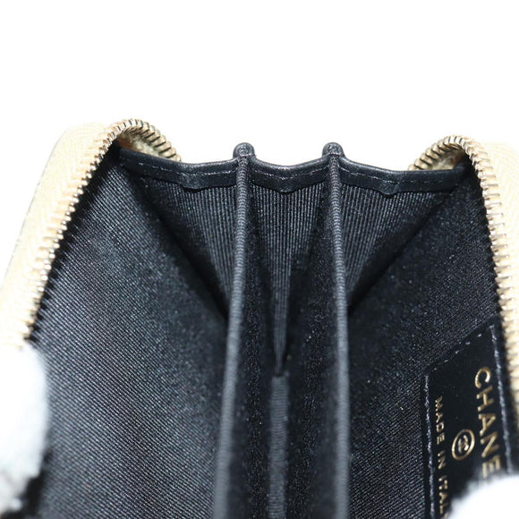 CHANEL Matelasse Compact Wallet Leather Champagne Gold CC Auth 147563V