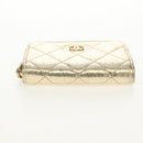 CHANEL Matelasse Compact Wallet Leather Champagne Gold CC Auth 147563V-7