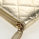 CHANEL Matelasse Compact Wallet Leather Champagne Gold CC Auth 147563V-8
