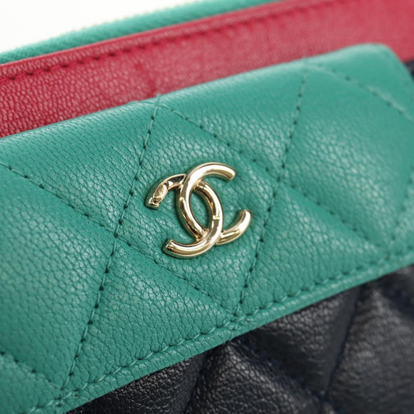 CHANEL Matelasse Cruise Line Long Wallet Navy Gold CC Auth 147564V