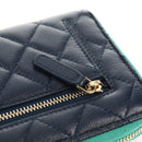 CHANEL Matelasse Cruise Line Long Wallet Navy Gold CC Auth 147564V-15