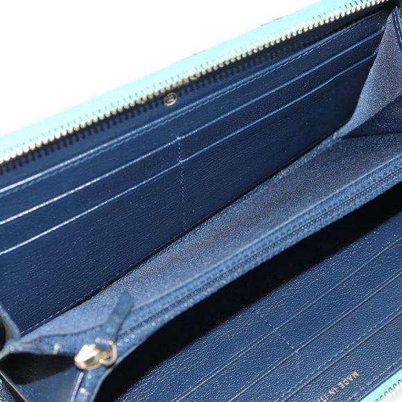 CHANEL Matelasse Cruise Line Long Wallet Navy Gold CC Auth 147564V