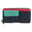 CHANEL Matelasse Cruise Line Long Wallet Navy Gold CC Auth 147564V-2