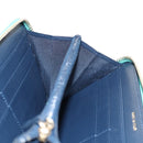 CHANEL Matelasse Cruise Line Long Wallet Navy Gold CC Auth 147564V-21