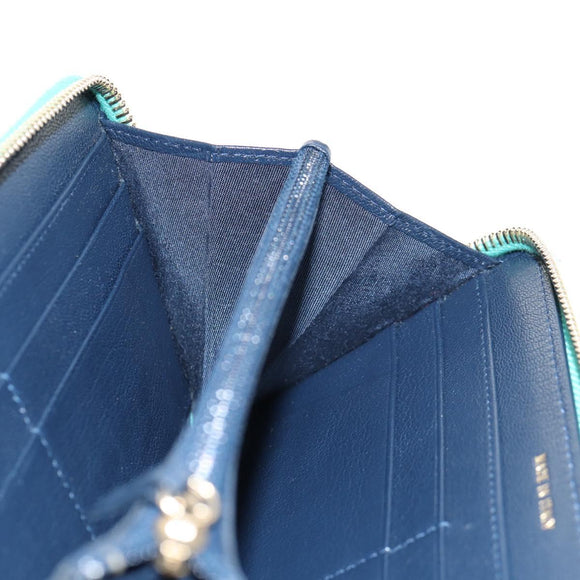 CHANEL Matelasse Cruise Line Long Wallet Navy Gold CC Auth 147564V