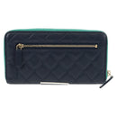 CHANEL Matelasse Cruise Line Long Wallet Navy Gold CC Auth 147564V-3