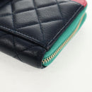 CHANEL Matelasse Cruise Line Long Wallet Navy Gold CC Auth 147564V-9