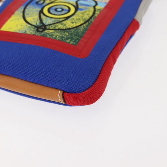 LOEWE Eye Loewe Neck Pouch Canvas Blue Auth 147565