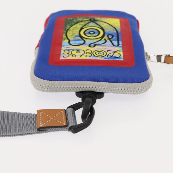 LOEWE Eye Loewe Neck Pouch Canvas Blue Auth 147565