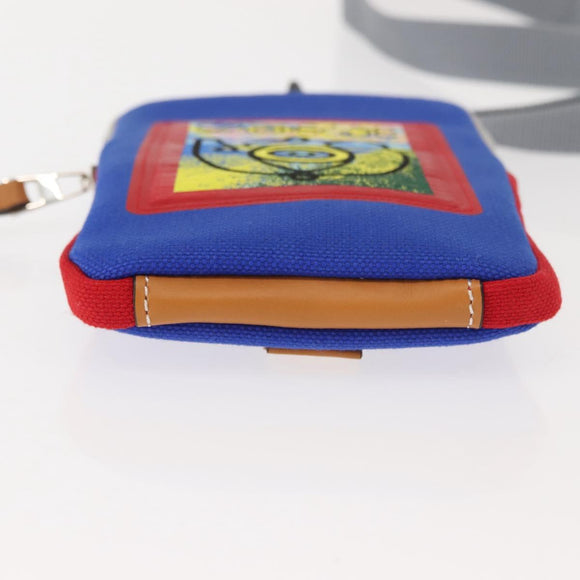 LOEWE Eye Loewe Neck Pouch Canvas Blue Auth 147565