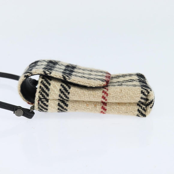 BURBERRY Nova Check Shoulder Pouch Canvas Beige Auth 147566