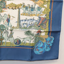 HERMES Carre 90 Scarf ""Au FIL de La SOIE"" Silk Blue Auth 147568-10