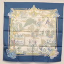HERMES Carre 90 Scarf ""Au FIL de La SOIE"" Silk Blue Auth 147568-11