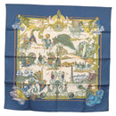 HERMES Carre 90 Scarf ""Au FIL de La SOIE"" Silk Blue Auth 147568-1
