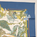 HERMES Carre 90 Scarf ""Au FIL de La SOIE"" Silk Blue Auth 147568-4